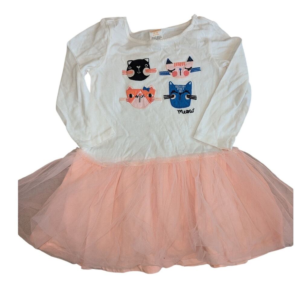 Gymboree 18-24M Cat Tutu Dress Embroidered Kitty Pink Tulle Long Sleeve